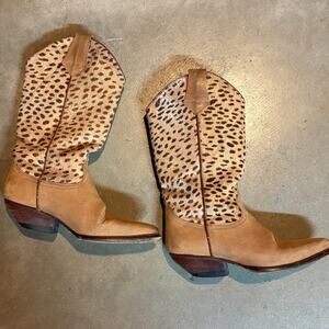 Guess Cheetah Leather Boots Womens SZ 6 Vintage 90'S
